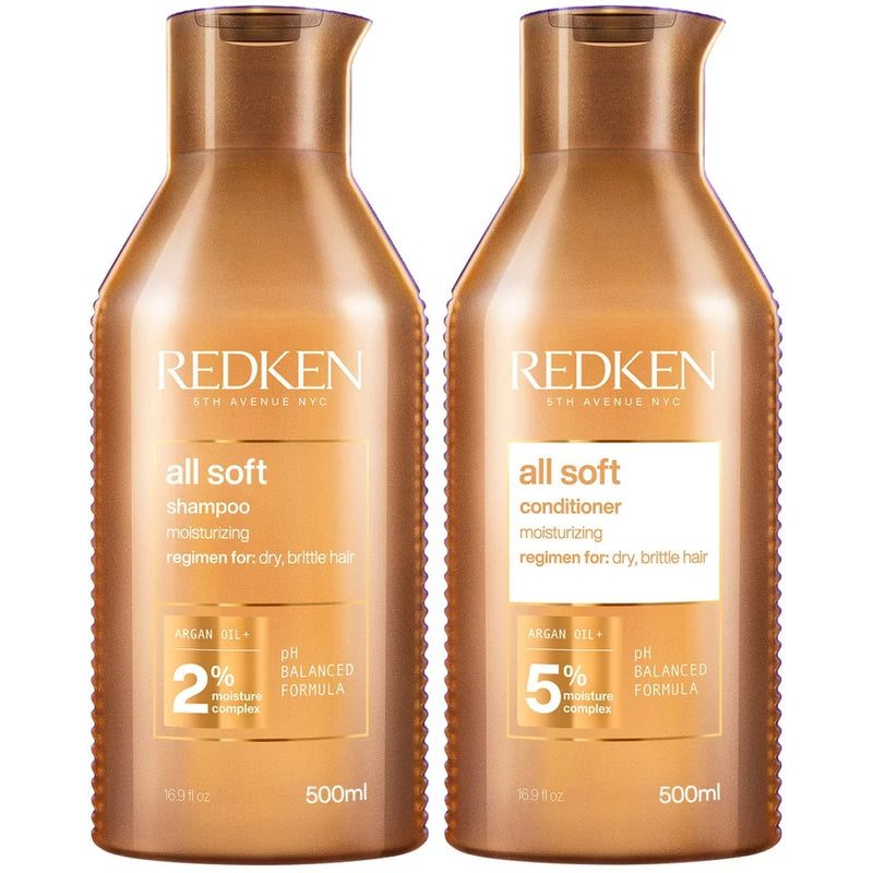 Redken All Soft Shampoo and Conditioner Routine for Dry, Brittle Hair 500ml